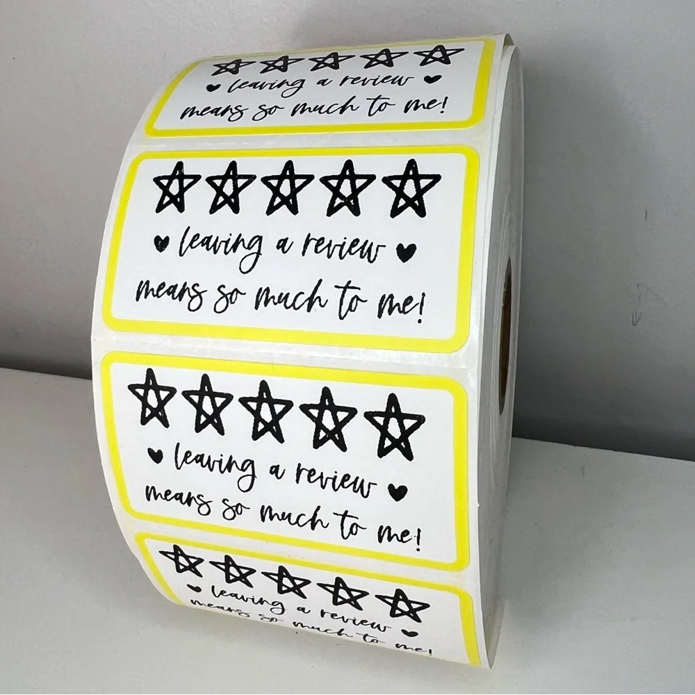 Leave a review stickers | 100 Thank you stickers  Packaging Supplies NEW - Picture 12 of 12